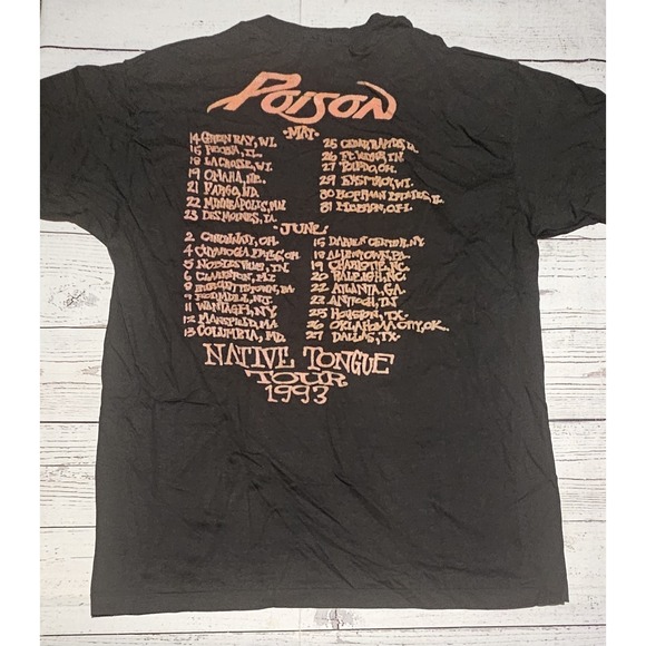 Vintage Poison North America Native Tongue Tour - Concert Shirt XL - Giant Tag - Picture 2 of 3